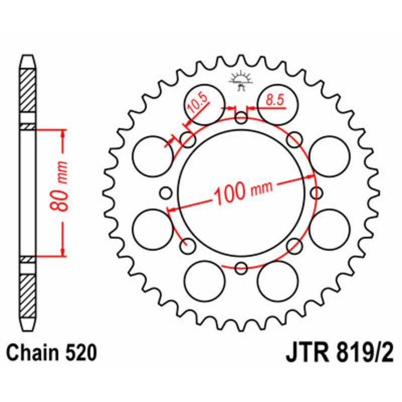 Corona JT 819/2 de acero con 41 dientes
