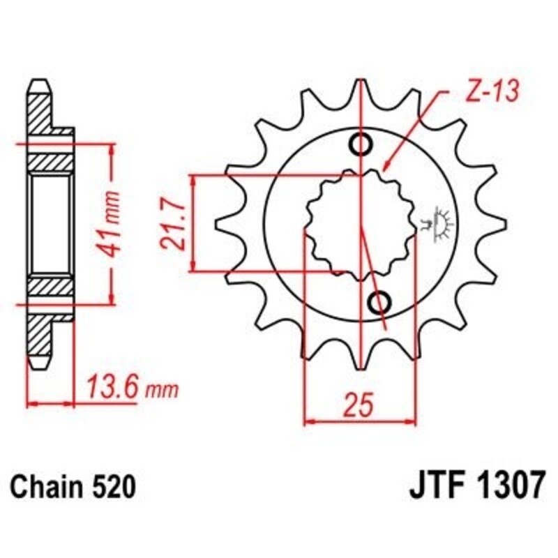 Piñón con goma anti-ruido JT SPROCKETS acero 1307 - 520
