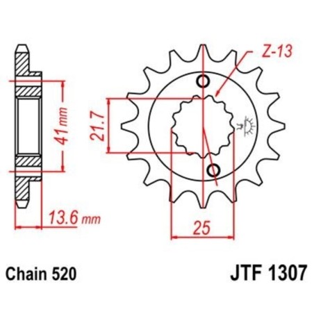 Piñón con goma anti-ruido JT SPROCKETS acero 1307 - 520
