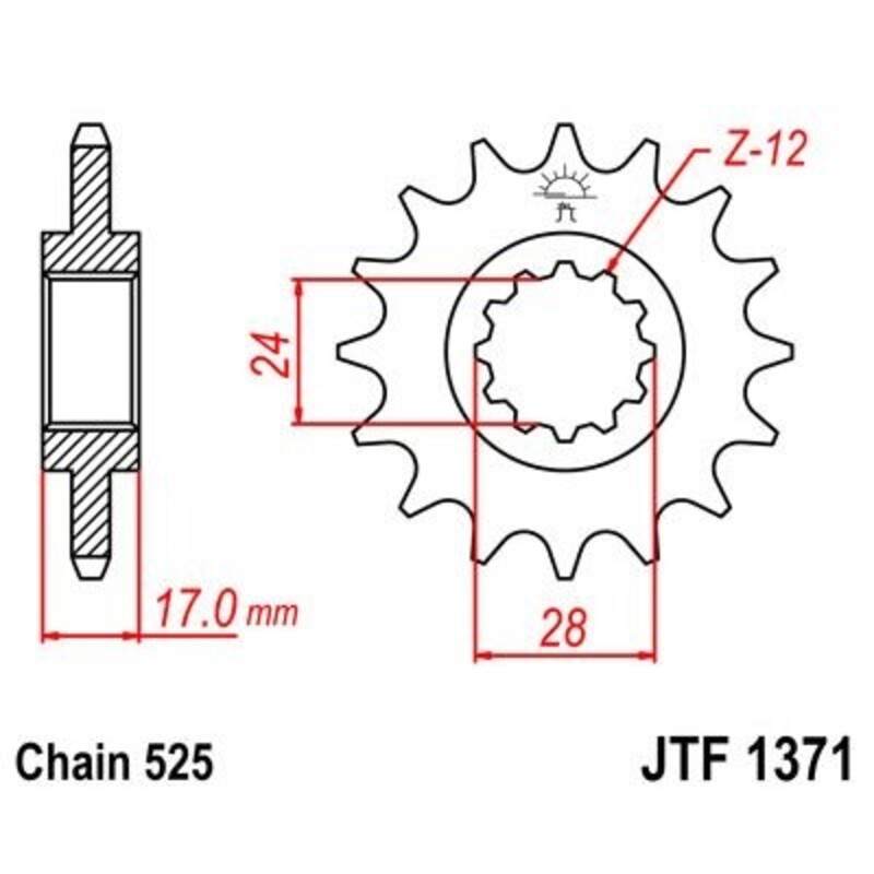 Piñón con goma anti-ruido JT SPROCKETS acero 1371 - 525