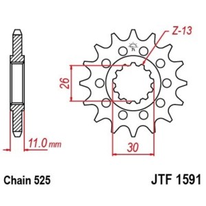 Piñón con goma anti-ruido JT SPROCKETS acero 16 dientes 1591 - 525