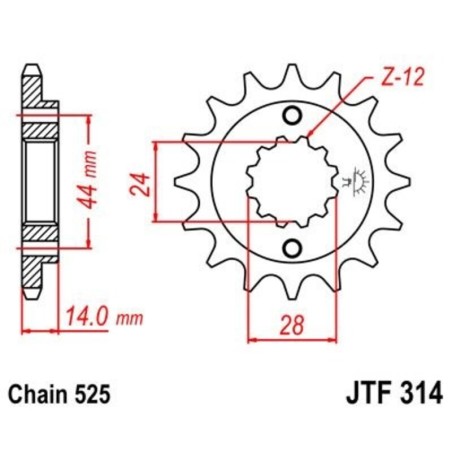 Piñón con goma anti-ruido JT SPROCKETS acero 314 - 525