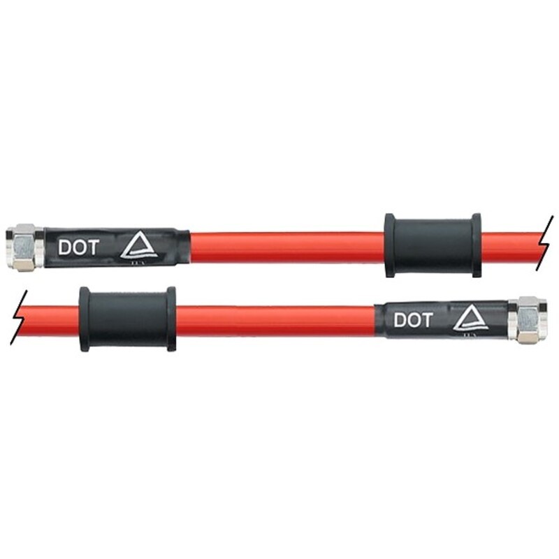 Latiguillo metálico rojo Venhill 575mm tuercas cromadas