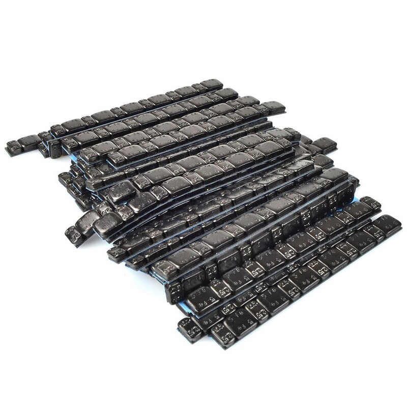 Caja de 50 tiras de 45gr de contrapesos adhesivos llanta color negro