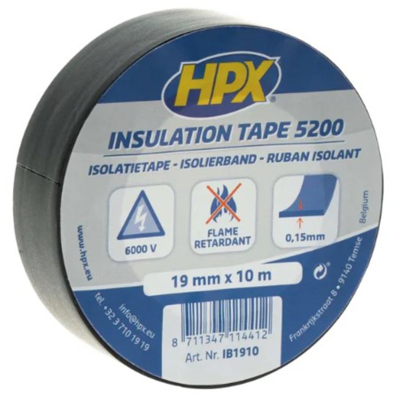 Cinta adhesiva aislante HPX 5200 (19mm x 10m - Negro mate