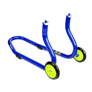 Caballete delantero Bihr para horquillas perforadas. Color azul y r...