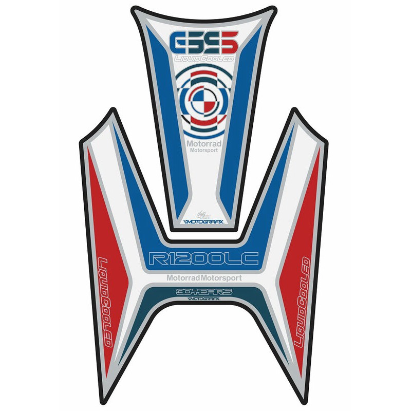 Protector de depósito Motografix R1200GS blanco/azul/rojo