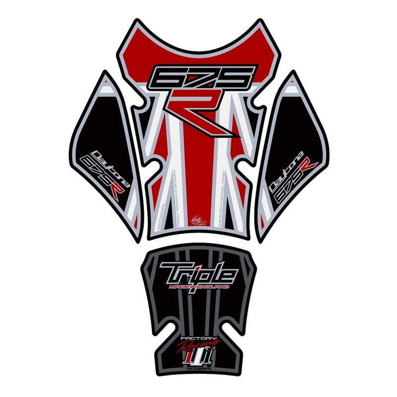 Protector de depósito Motografix Triumph 675 negro/rojo