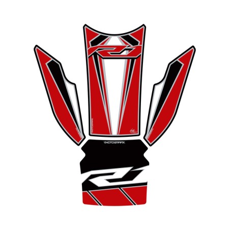 Protector de depósito Motografix YAMAHA YZF-R1 4 piezas blanco/Rojo