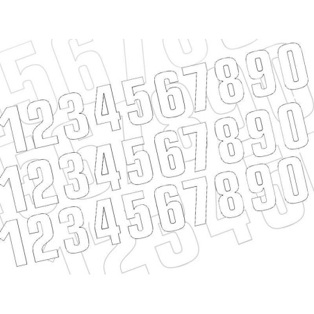 Números de carrera BLACKBIRD kit "0 a 9" 130x70mm blanco