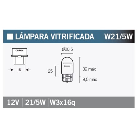 Lámpara OSRAM 7515 - W21 / 5W 21W 21 / 5W - 10 uds