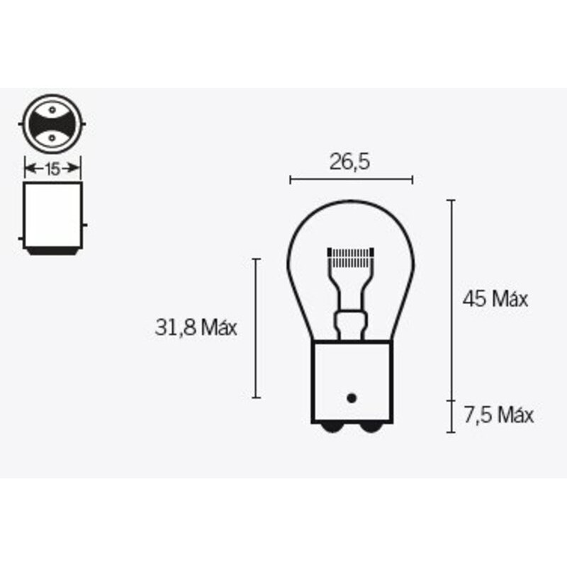 Lámpara TECNIUM P21 6V 21/5W - 10 uds
