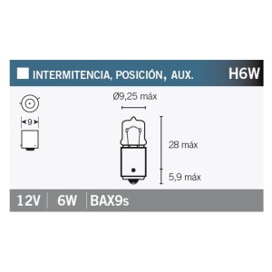 Lámpara V PARTS 12V 6W - 10 uds