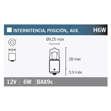 Lámpara V PARTS 12V 6W - 10 uds