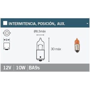 Lámpara V PARTS 12V 10W naranja - 10 uds