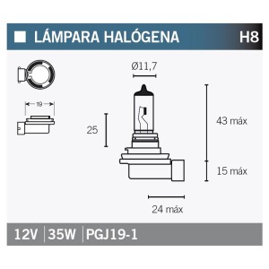 Lámpara V PARTS halógena H8