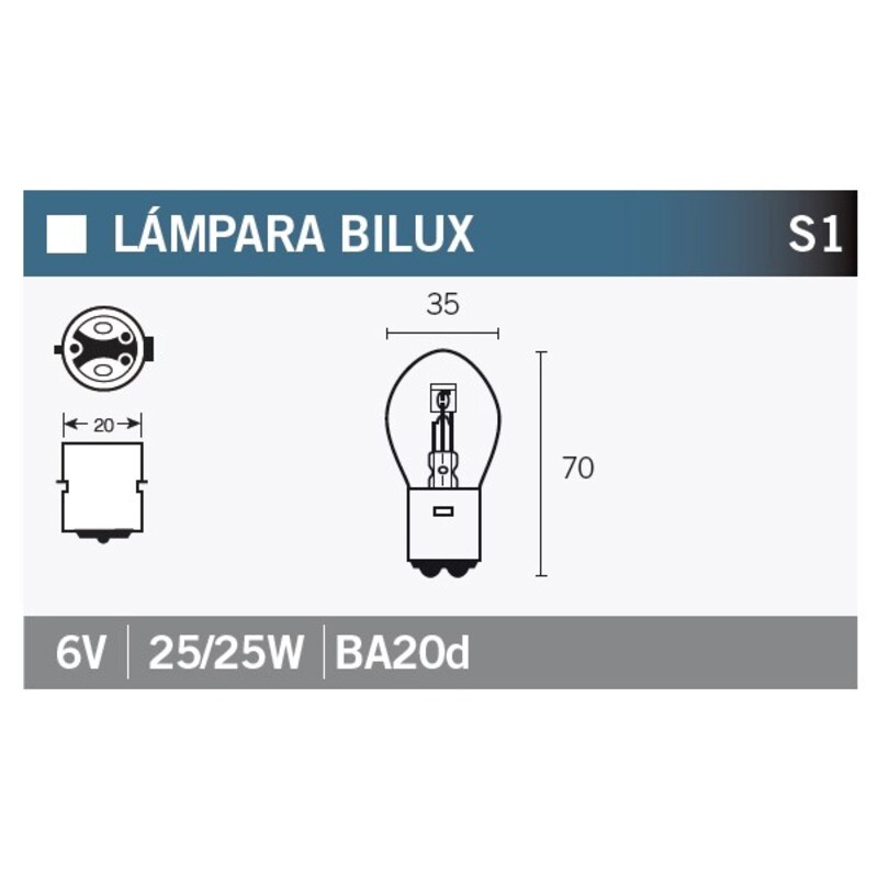Lámpara V PARTS 6V 25 / 25W - 10 uds