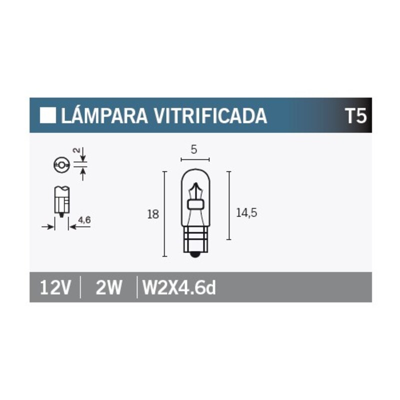 Lámpara V PARTS 12V 2W - 10 uds