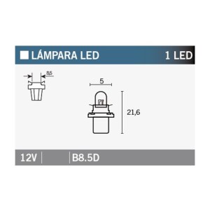 Lámpara V PARTS 1LED B8.5D - 10 uds