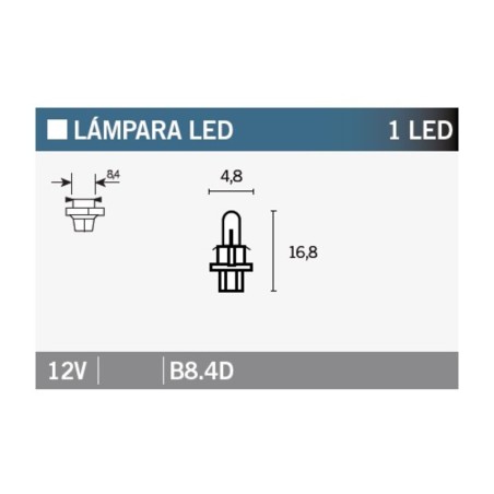 Lámpara V PARTS 1LED B8.4D - 10 uds