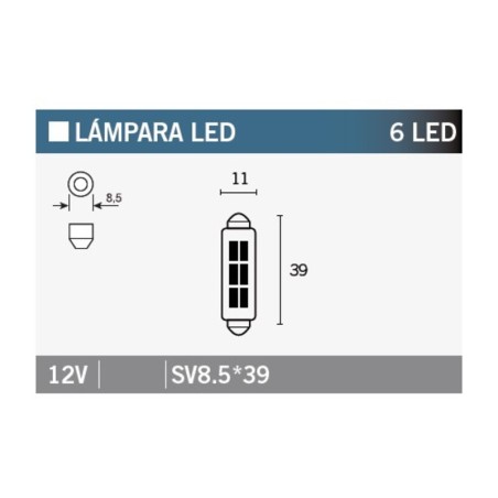 Lámpara V PARTS 6LED SV 8.5*39 - 10 uds
