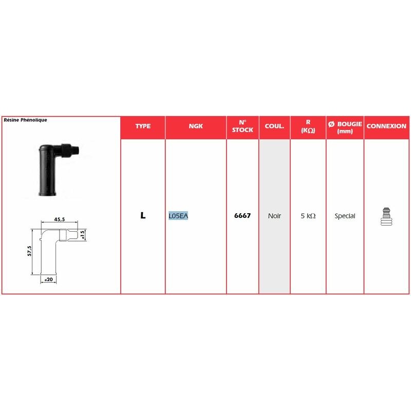 Pipa de bujía NGK L05EA