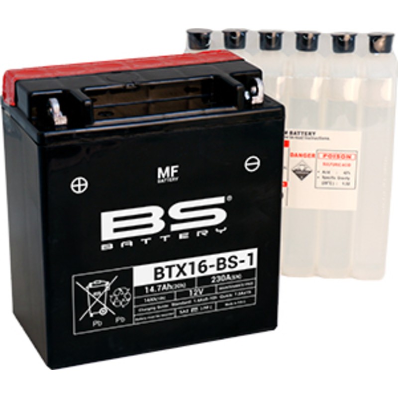 Batería BS BATTERY BTX16-BS-1 sin mantenimiento con pack de electro...