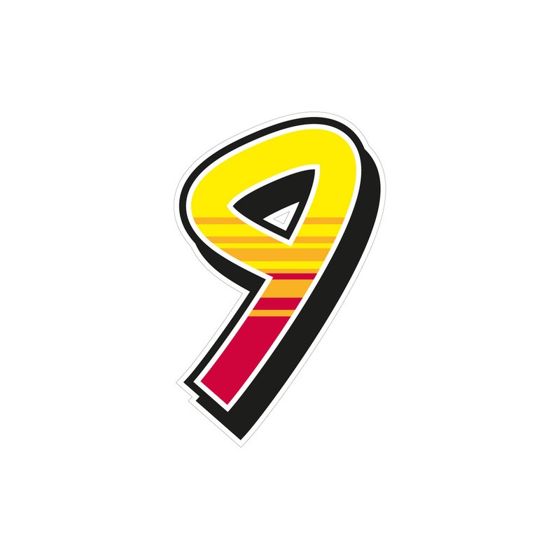 Juego de adhesivos MALOSSI Enko 4 "Número 9" 12,2x19,2 cm - 2 unidades