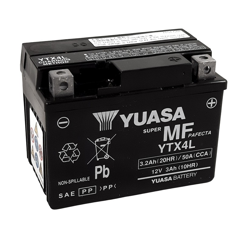 Batería YUASA W/C activada de fábrica sin mantenimiento - YTX4L (FA)