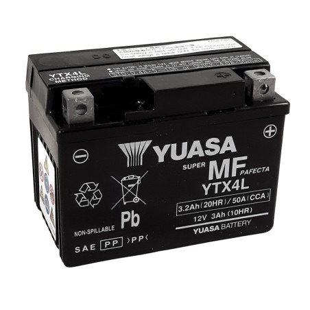 Batería YUASA W/C activada de fábrica sin mantenimiento - YTX4L (FA)
