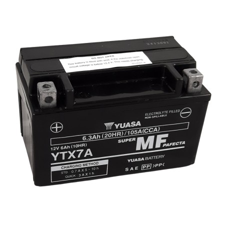 Batería YUASA W/C activada de fábrica sin mantenimiento - YTX7A (FA)