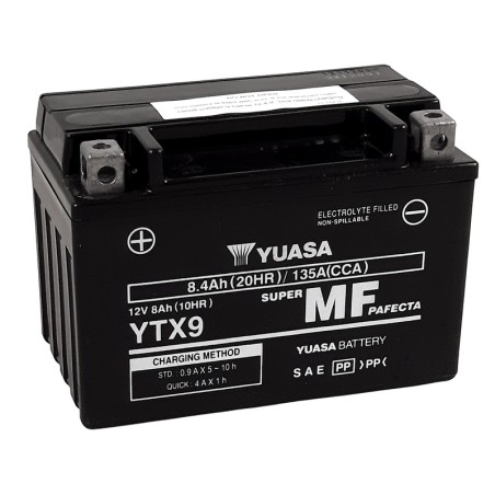 Batería YUASA W/C activada de fábrica sin mantenimiento - YTX9 (FA)