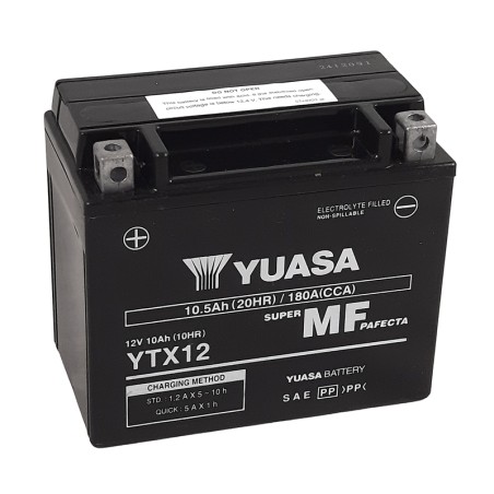 Batería YUASA W/C activada de fábrica sin mantenimiento - YTX12 (FA)
