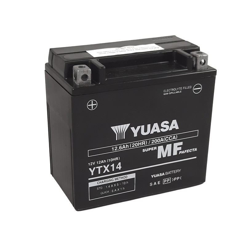 Batería YUASA W/C activada de fábrica sin mantenimiento - YTX14 (FA)
