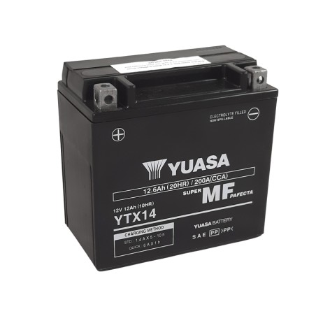 Batería YUASA W/C activada de fábrica sin mantenimiento - YTX14 (FA)