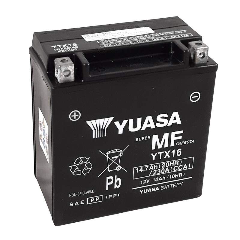Batería YUASA W/C activada de fábrica sin mantenimiento - YTX16 (FA)