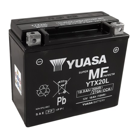 Batería YUASA W/C activada de fábrica sin mantenimiento - YTX20L (FA)