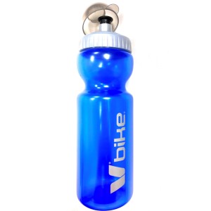Bidón bicicleta V BIKE - 700ml azul transparente con tapa antibarro