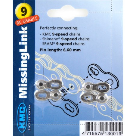 Enganche Cadena KMC 9V (6,60mm) (Blister 2uds)