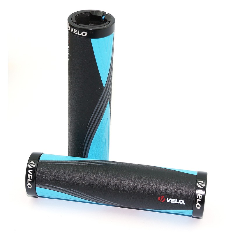 Par puños bici combies VELO Negro/azul. Sujeción lock-on doble torn...