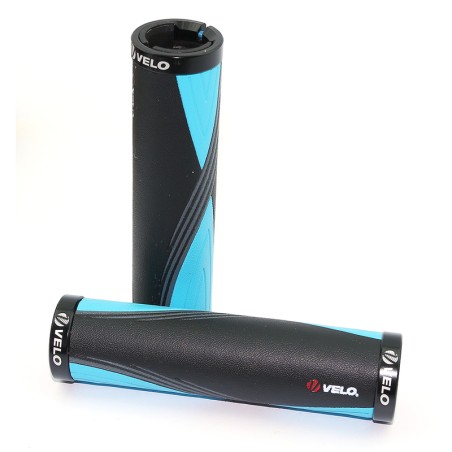 Par puños bici combies VELO Negro/azul. Sujeción lock-on doble torn...