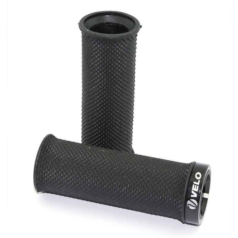 Par puños bici VELO MTB para Grip Shift. Textura diamante. Negros