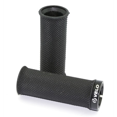 Par puños bici VELO MTB para Grip Shift. Textura diamante. Negros