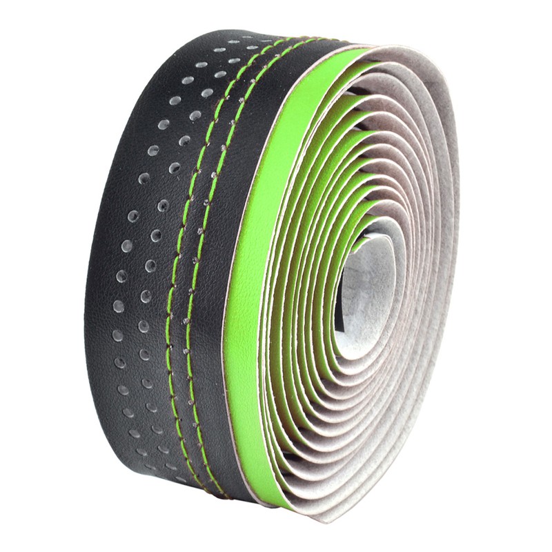 Cinta para manillar de carretera VELO microfibra perforada verde/negra