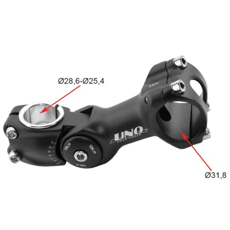 Potencia para bicicleta 0° / 60° UNO - 110 mm plata