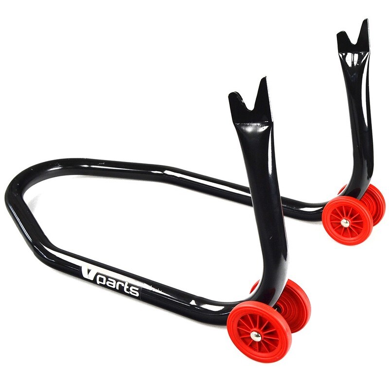 Caballete trasero moto BIHR con soportes en V para diábolos - Negro...