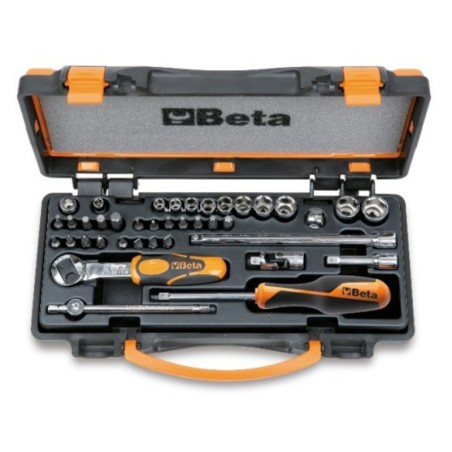 Juego de llaves BETA con 11 vasos hexagonales 20 puntas y 8 accesorios