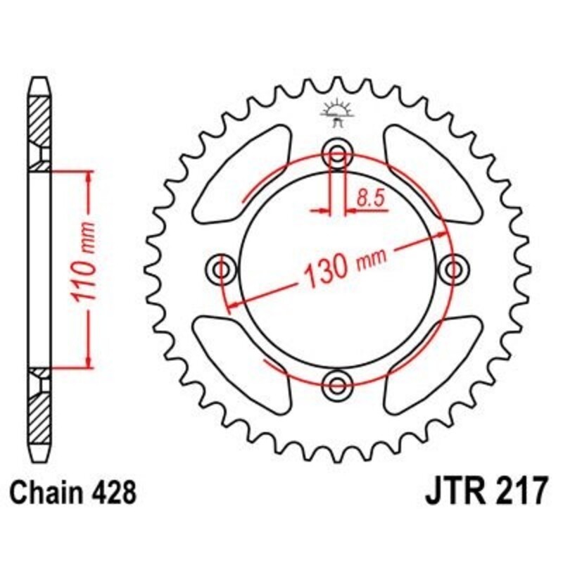 Corona JT SPROCKETS acero estándar 217- Paso 428