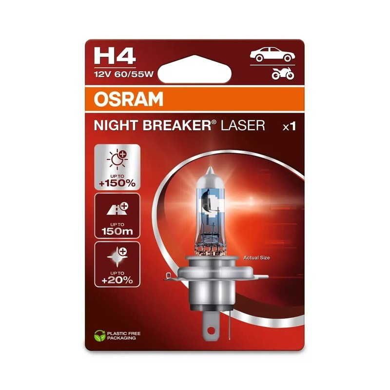 Lámpara OSRAM H4 Night Breaker Laser Light 12V 60 / 55W P43t-38 - 1 ud