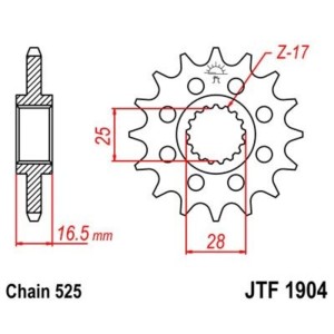 Piñón con goma anti-ruido JT SPROCKETS acero 1904 - 525